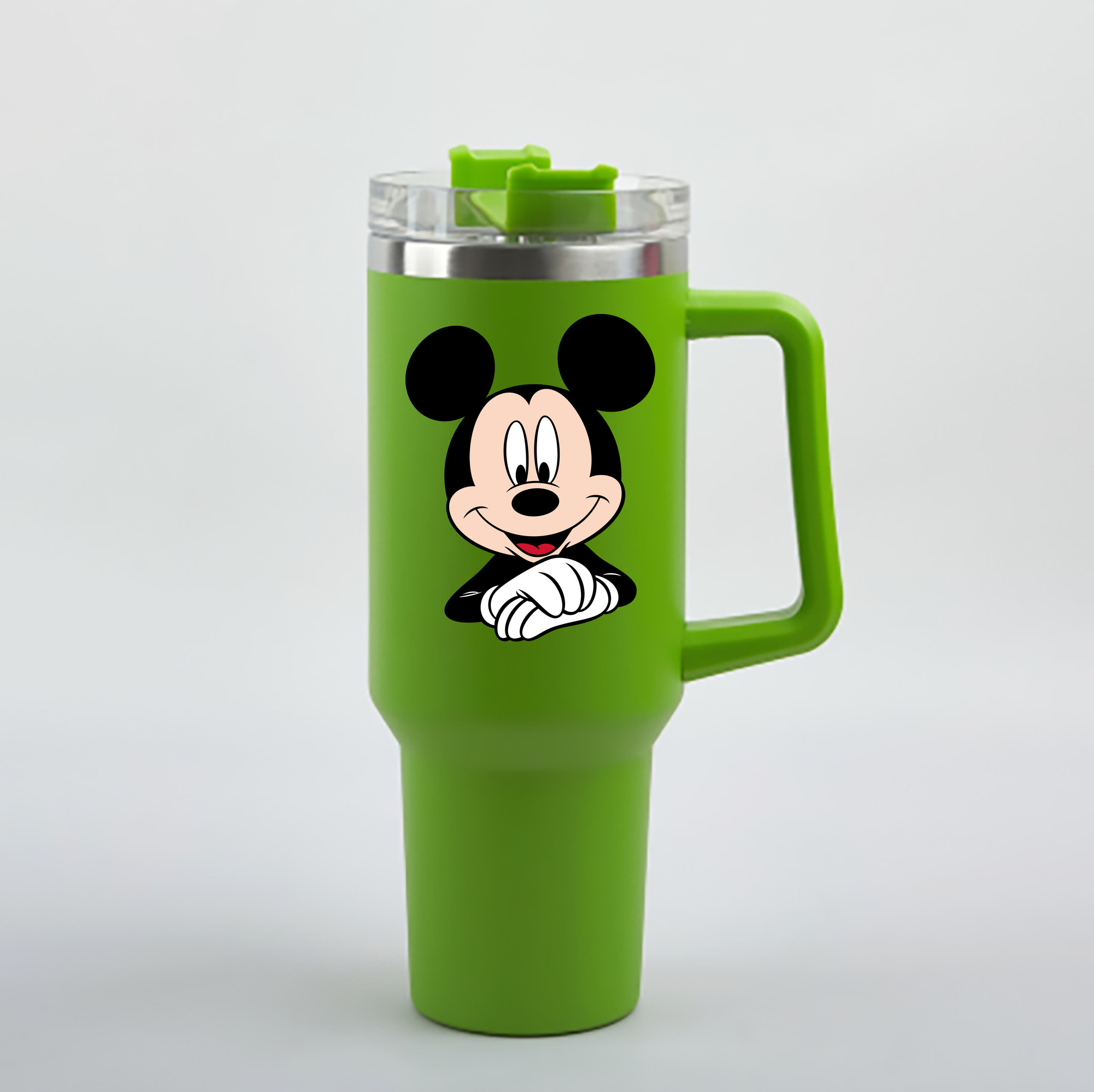 （画像用） ミッキーマウス Mickey Mouse 1200mL車用タンブラー - クリスタルステッカー（プラスチックストロー付き）